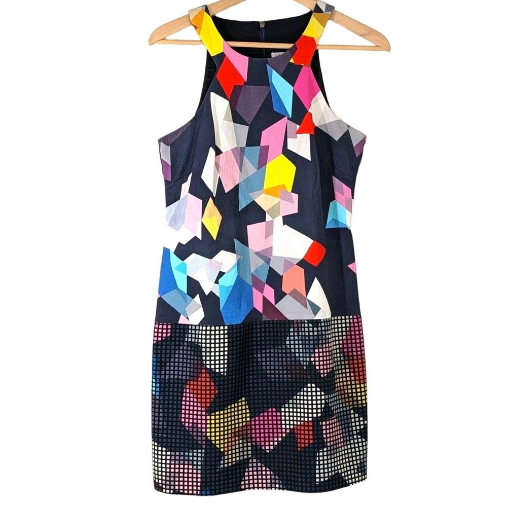 Trina Turk Womens 4 Sheath Dress Sleeveless Geometric Artsy 90s